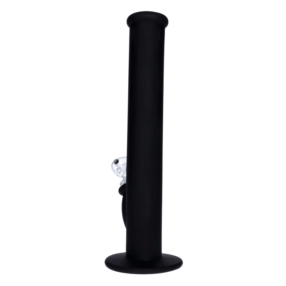 Silicone Straight Bong with Glass Downstem and Bowl | 14 Inch | Black | side view 3
