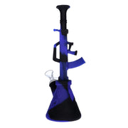 Silicone AK47 Beaker Base Bong with Glass Bowl | 11 Inch | Blue/black | side view 1