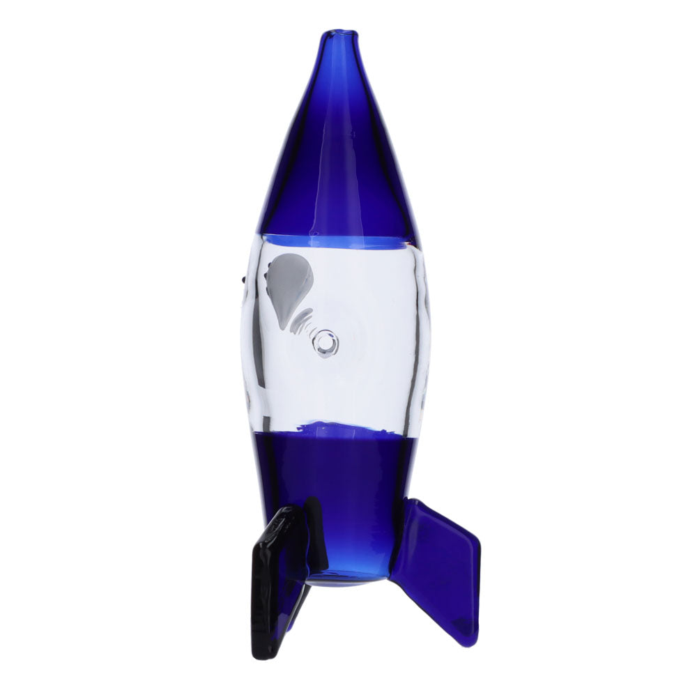 Rocket Ship Glass Hand Pipe | Blue | Side view 4