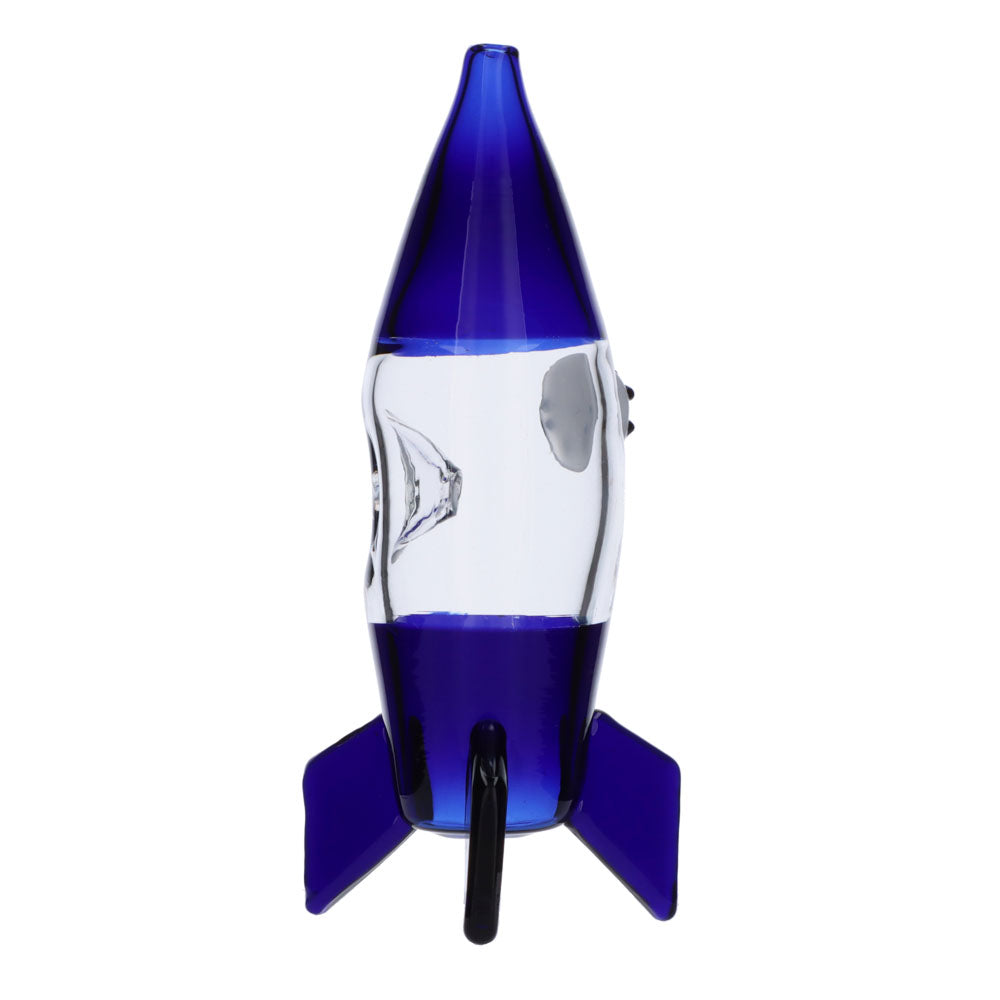 Rocket Ship Glass Hand Pipe | Blue | Side view 5