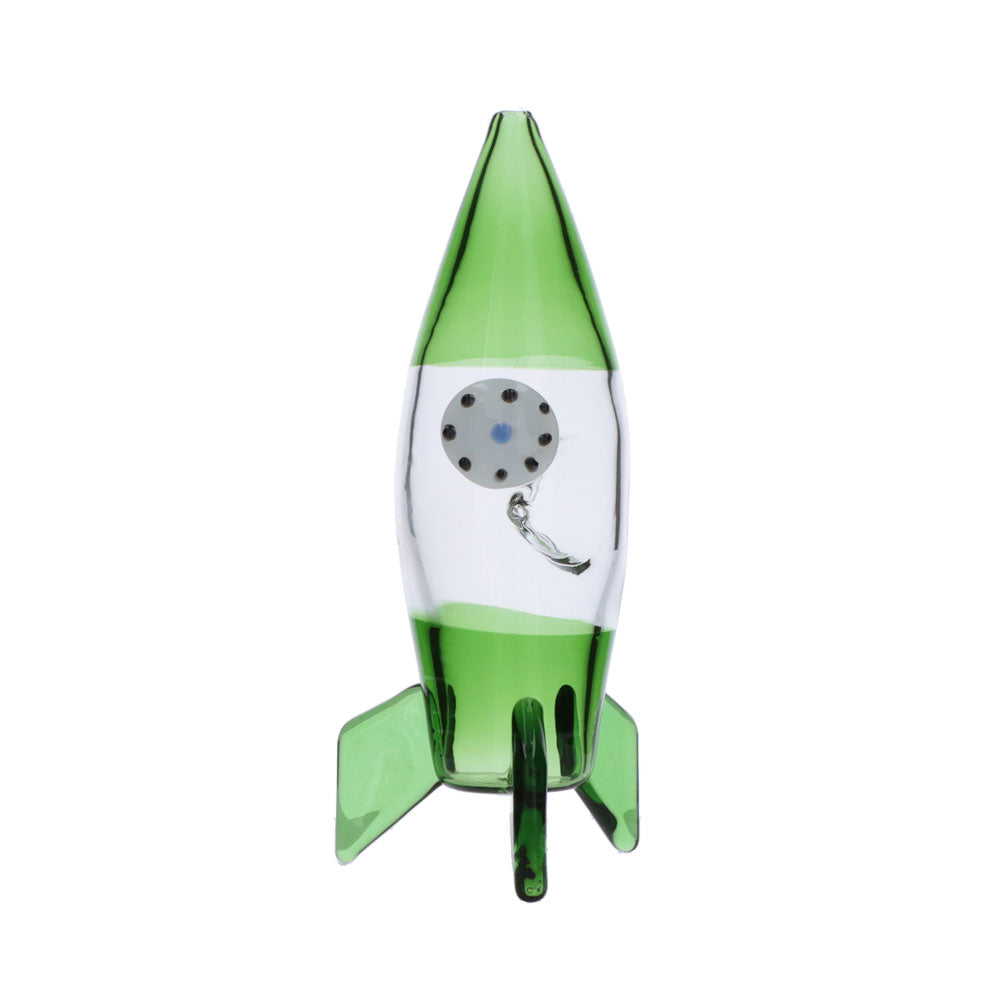 Rocket Ship Glass Hand Pipe | Green | Side view 1