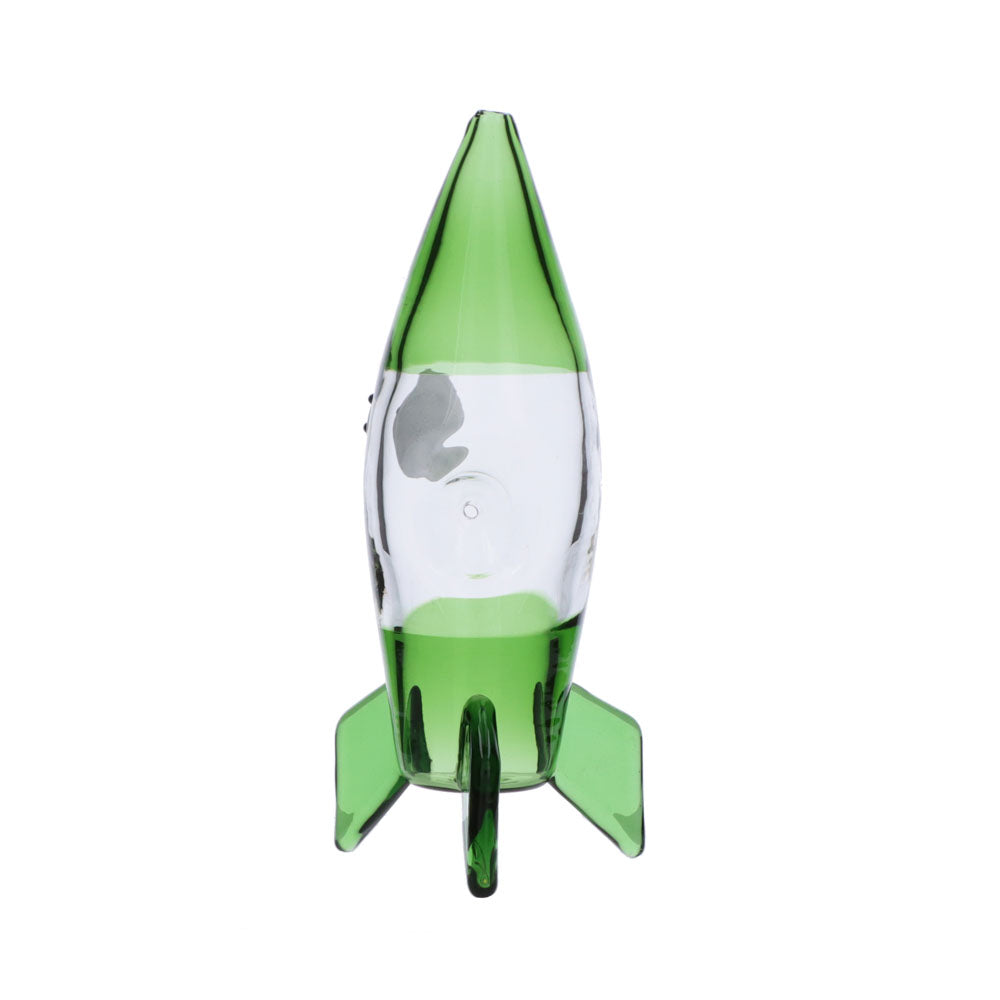 Rocket Ship Glass Hand Pipe | Green | Side view 4