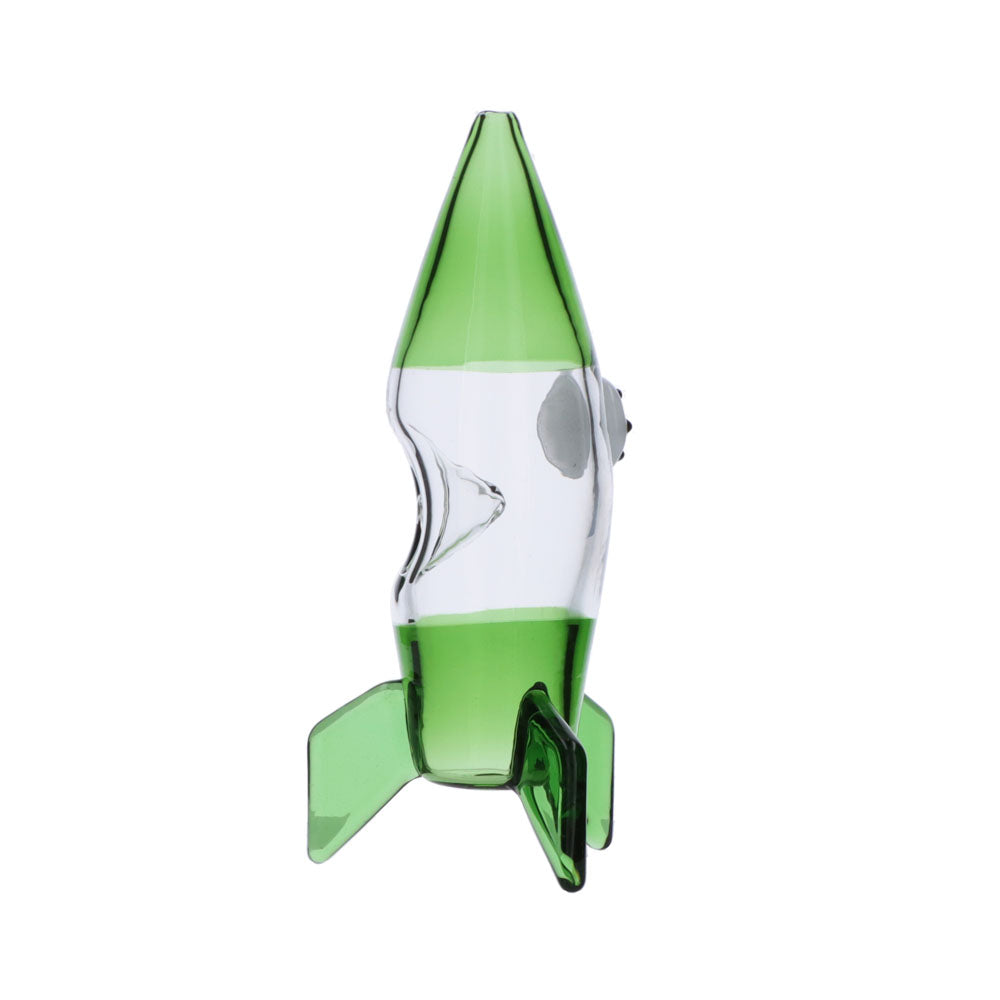 Rocket Ship Glass Hand Pipe | Green | Side view 5