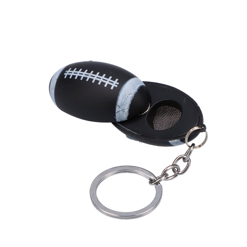 American Football Metal Hand Pipe with Key Chain | Black - Side View 1