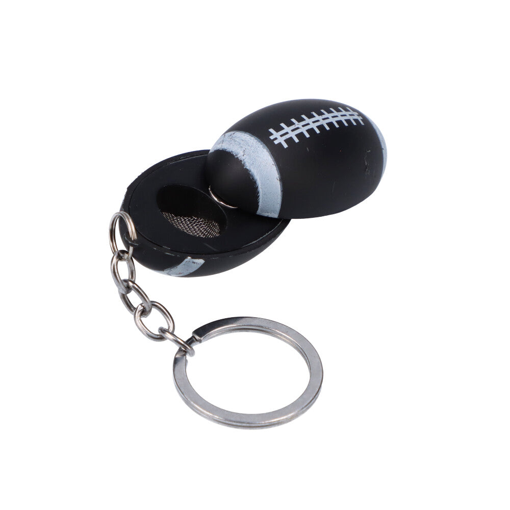 American Football Metal Hand Pipe with Key Chain | Black - Side View 2