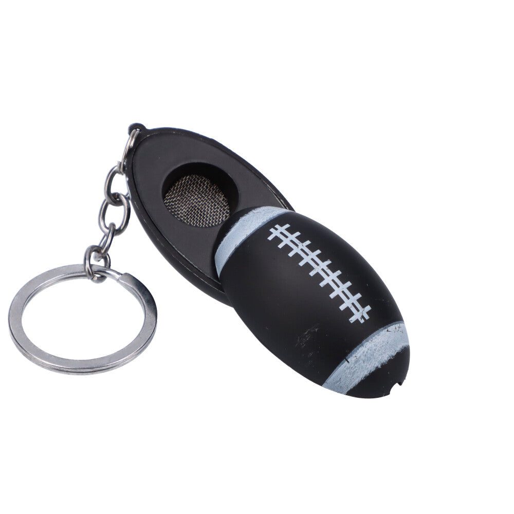 American Football Metal Hand Pipe with Key Chain | Black 