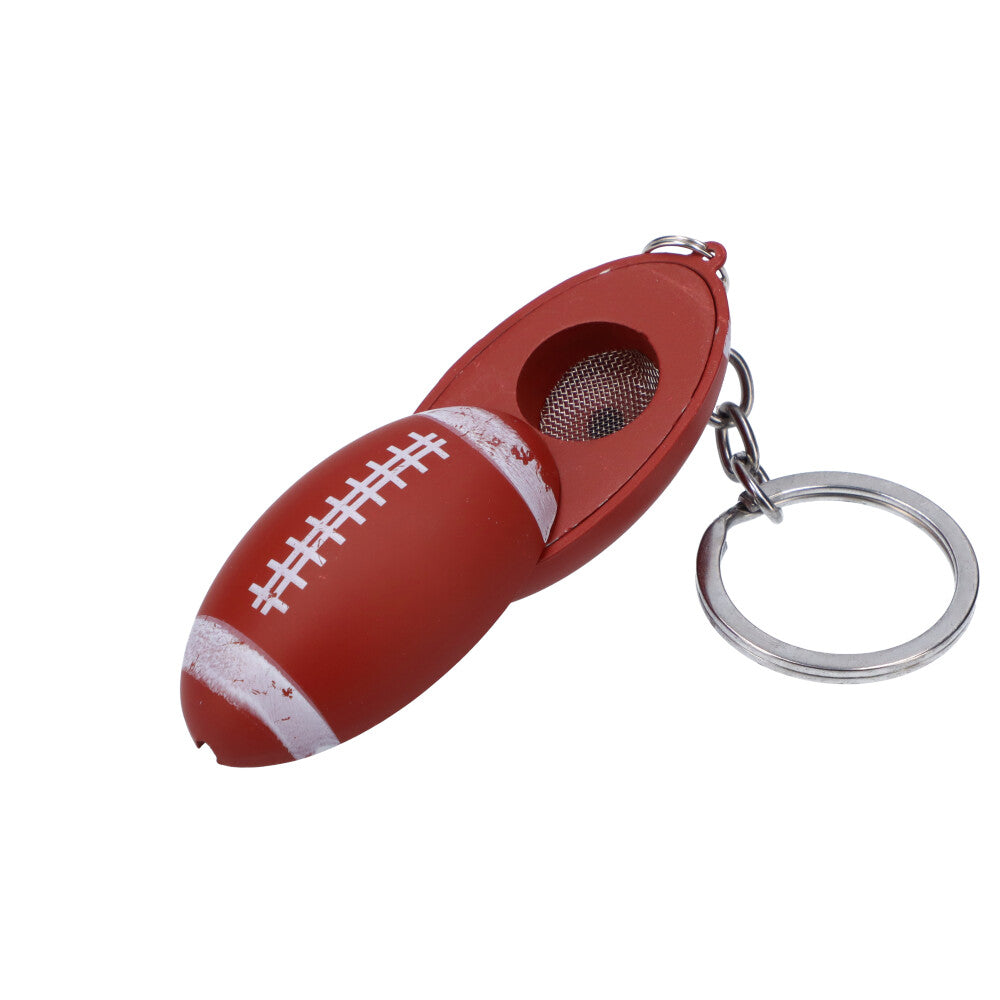 American Football Metal Hand Pipe with Key Chain | Red - Open