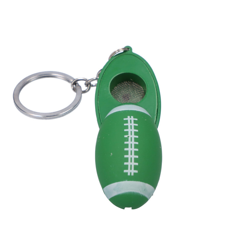 American Football Metal Hand Pipe with Key Chain | Green - Front View 
