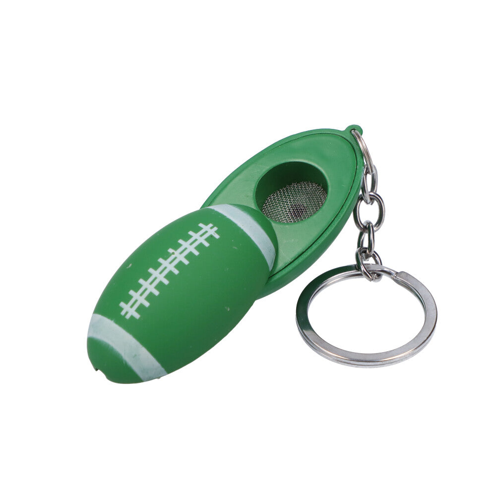 American Football Metal Hand Pipe with Key Chain | Green - Open