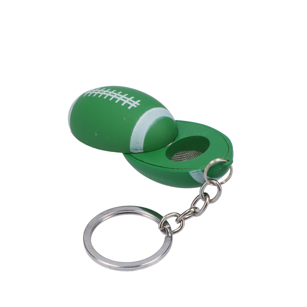 American Football Metal Hand Pipe with Key Chain | Green - Side View 1