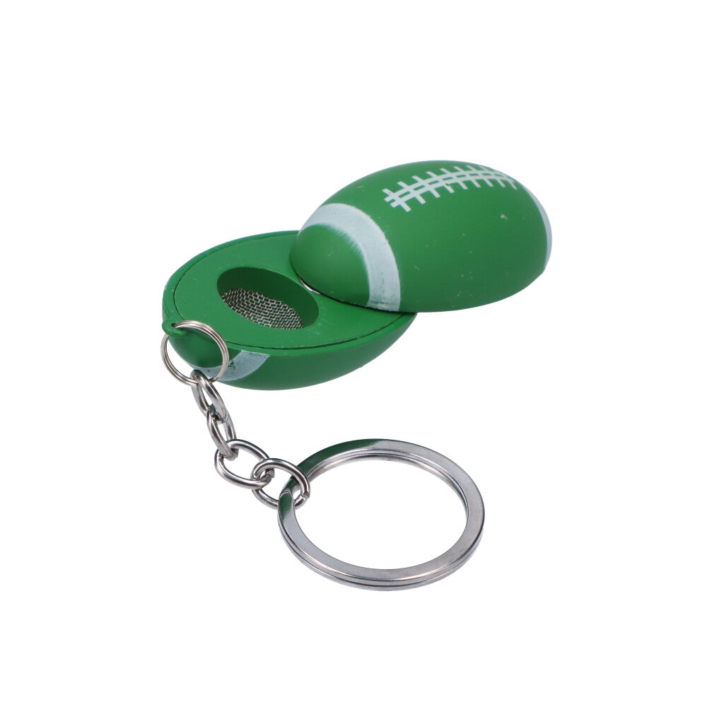 American Football Metal Hand Pipe with Key Chain | Green - Side View 2
