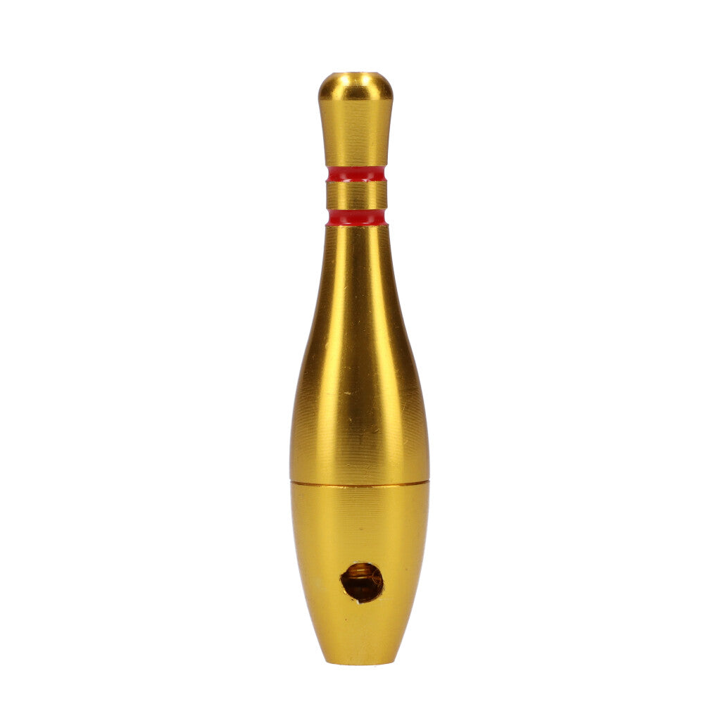 Bowling Pin Metal Hand Pipe | Gold