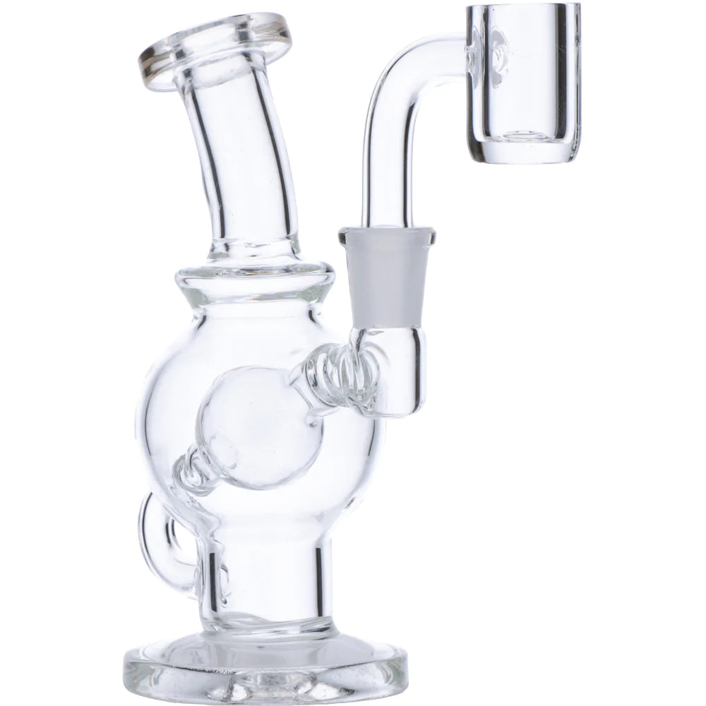 Mini Clear Bent Neck Recycler Dab Rig with Ball Perc | Side view 3