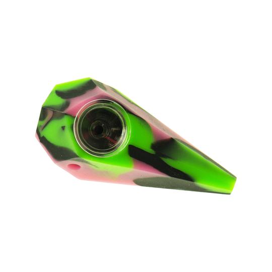 Silicone Diamond Hand Pipe with Glass Bowl | Top view