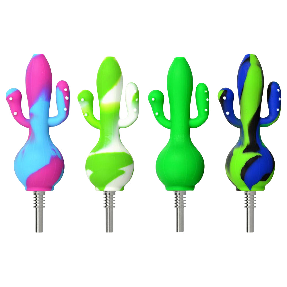 Silicone Cactus Dab Straw Collector | Titanium 2