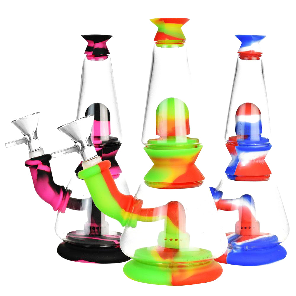 Silicone Dual Chamber Modular Glass Bong | selection of colors