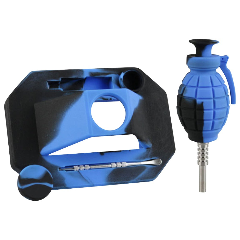 Silicone "Dab Grenade" Vapor Straw Collector Kit | blue | 2