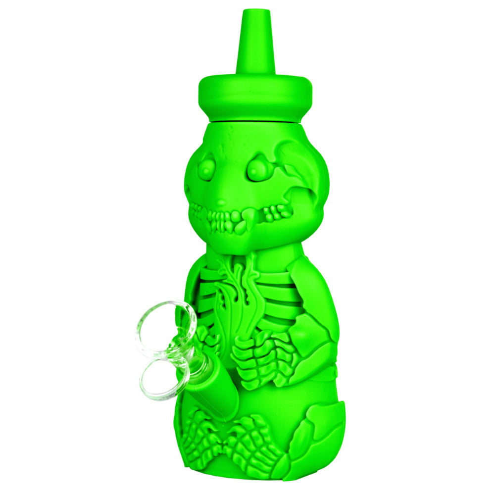 Silicone Honey Bear Skeleton Bubbler | 8.5 Inch | green