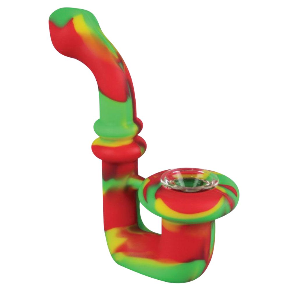 Silicone Saxophone Sherlock Hand Pipe | Green/Yellow/Red