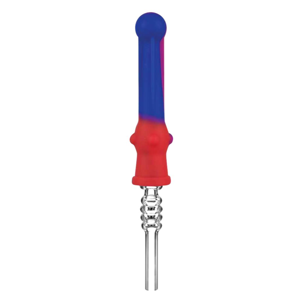 Silicone Vapor Straw with Quartz Tip | Blue/red
