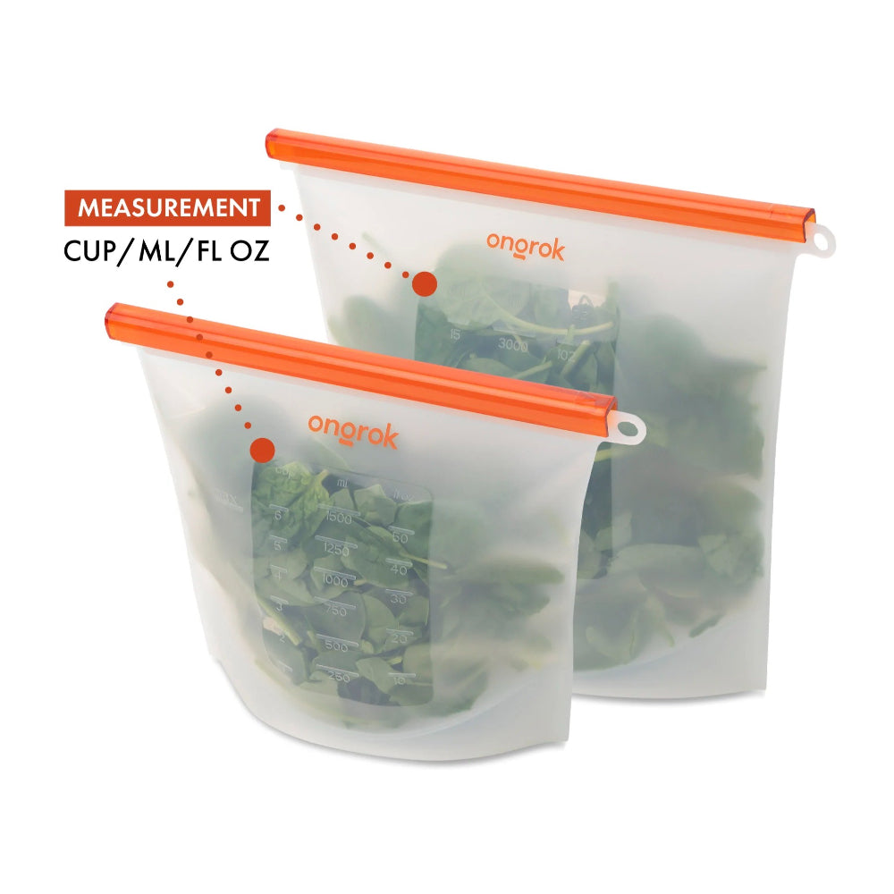 ONGROK Silicone Storage Bag | 2 Pack | 1500ml & 3000ml bags | Info