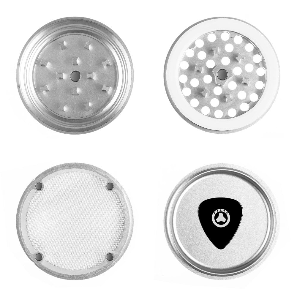 Bear 4 Piece Grinder | Silver | disassembled 