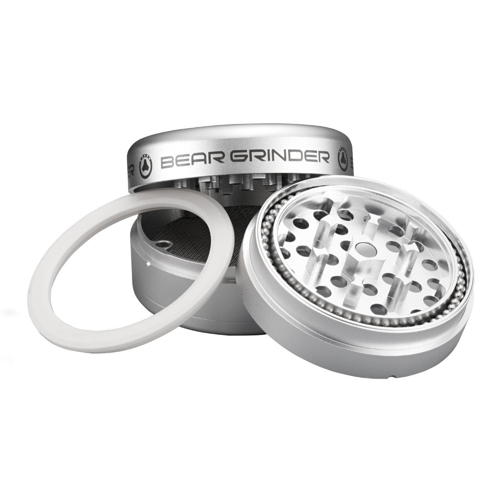 Bear 4 Piece Grinder | Silver | disassembled 2