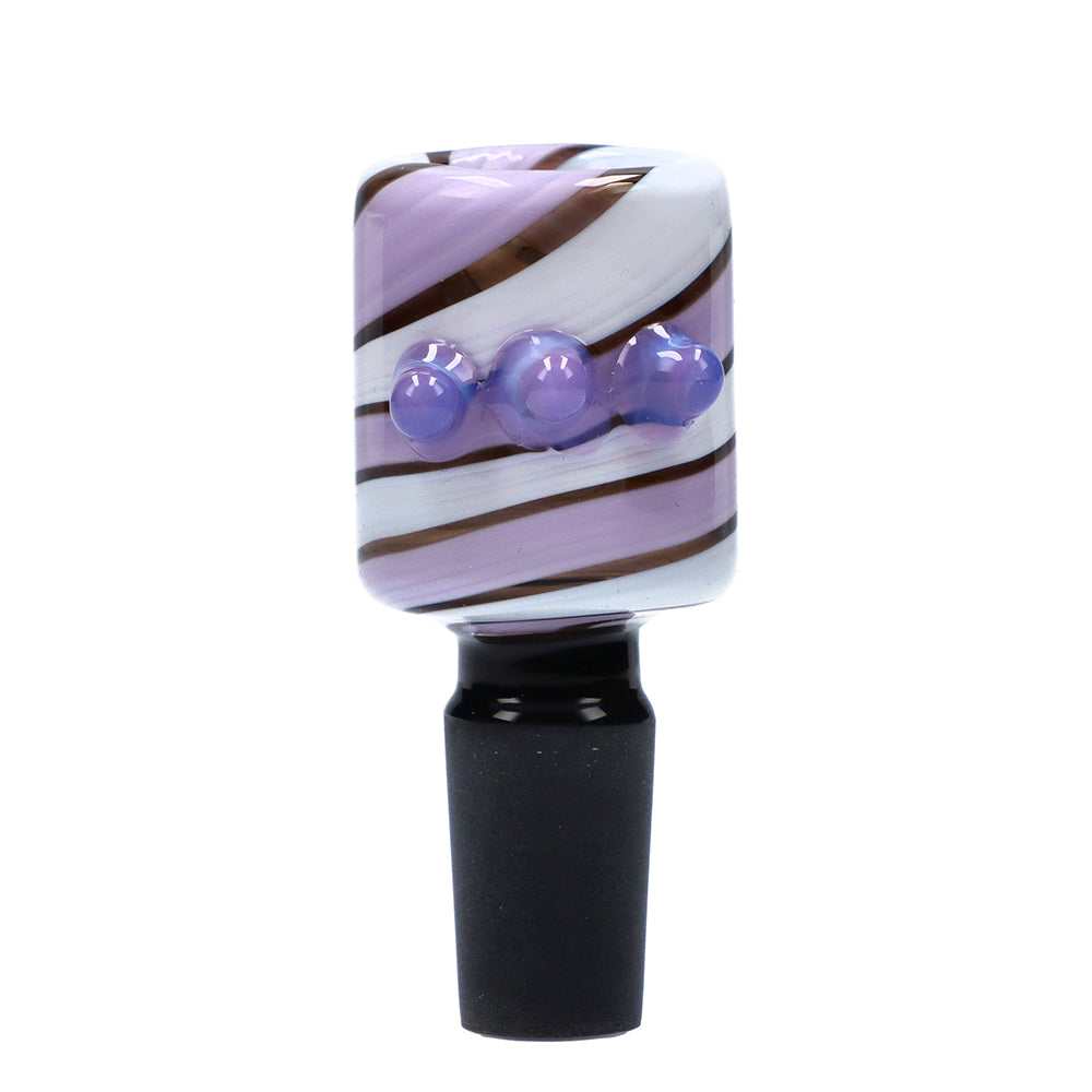 Glass Bowl with Colored Stripes and Glass Marbles | Purple | 14.5mm