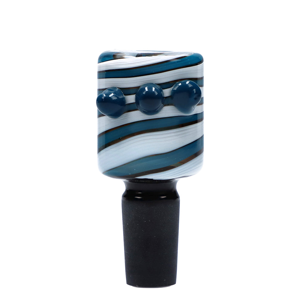 Glass Bowl with Colored Stripes and Glass Marbles | Blue | 14.5mm