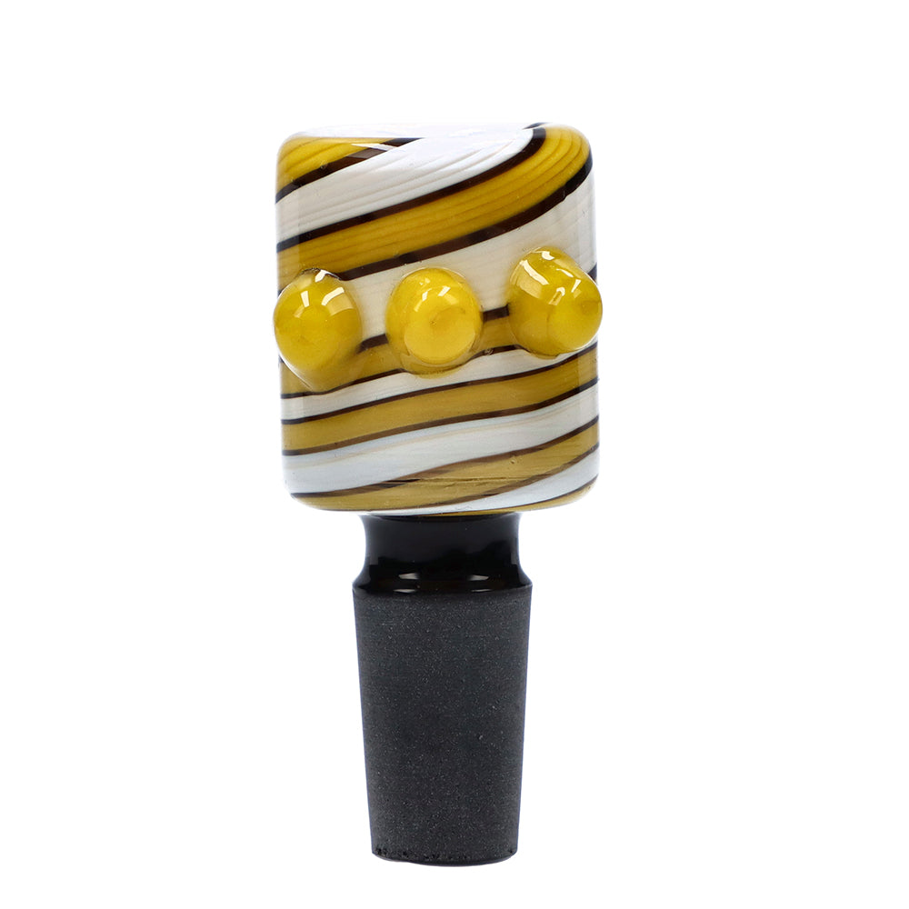 Glass Bowl with Colored Stripes and Glass Marbles | Yellow | 14.5mm