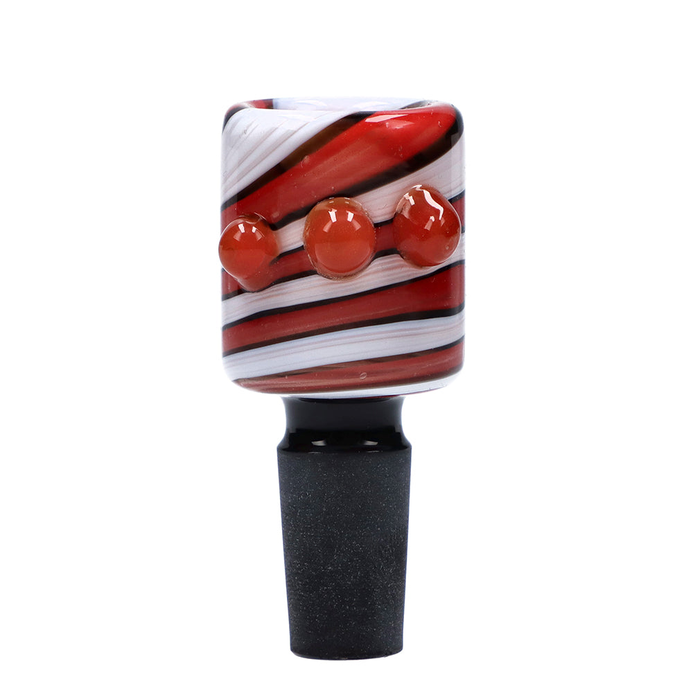 Glass Bowl with Colored Stripes and Glass Marbles | Red | 14.5mm