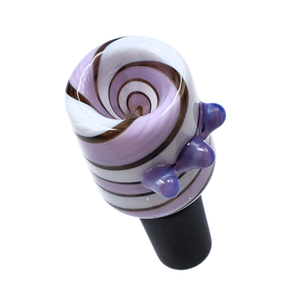 Glass Bowl with Colored Stripes and Glass Marbles | Purple | 14.5mm - Top View