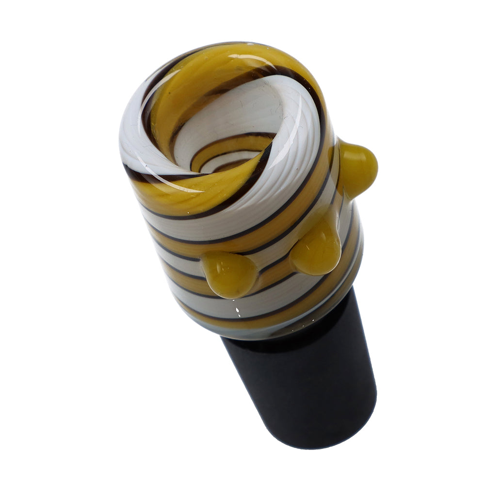 Glass Bowl with Colored Stripes and Glass Marbles | Yellow | 18.8mm - Top View 