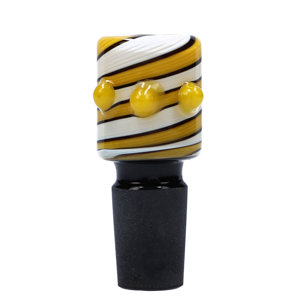 Glass Bowl with Colored Stripes and Glass Marbles | Yellow | 18.8mm