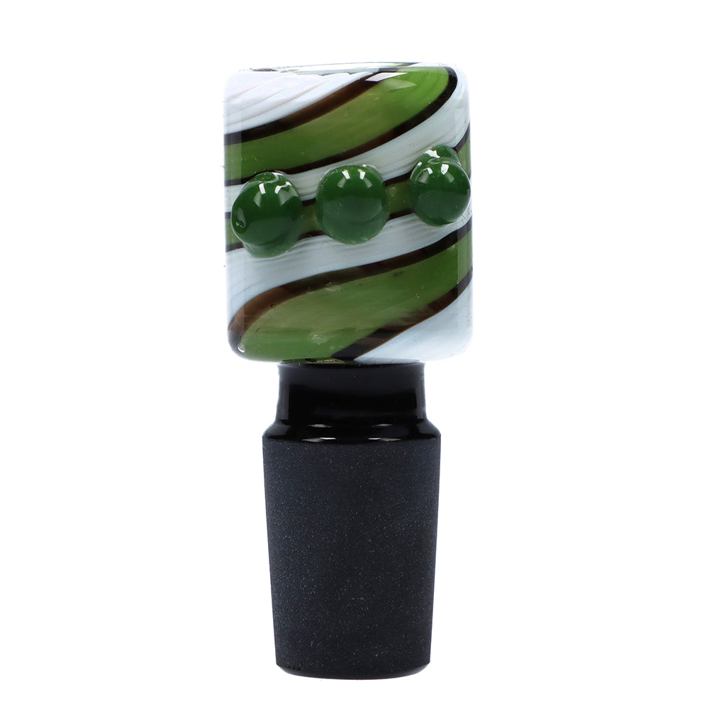 Glass Bowl with Colored Stripes and Glass Marbles | Green| 18.8mm