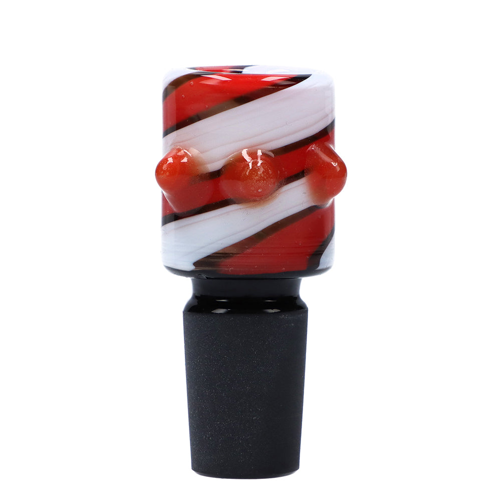 Glass Bowl with Colored Stripes and Glass Marbles