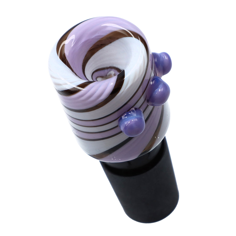 Glass Bowl with Colored Stripes and Glass Marbles | Purple| 18.8mm - Top View