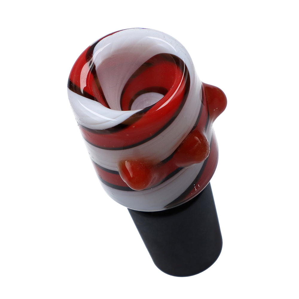 Glass Bowl with Colored Stripes and Glass Marbles | Red | 18.8mm - Top View
