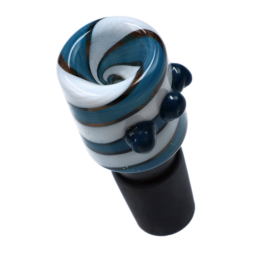 Glass Bowl with Colored Stripes and Glass Marbles | Blue | 18.8mm - Top View