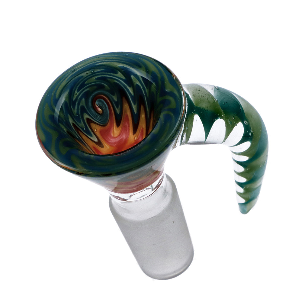 Multi-Colored Glass Bowl with Handle | Male Joint | 14.5mm | top view