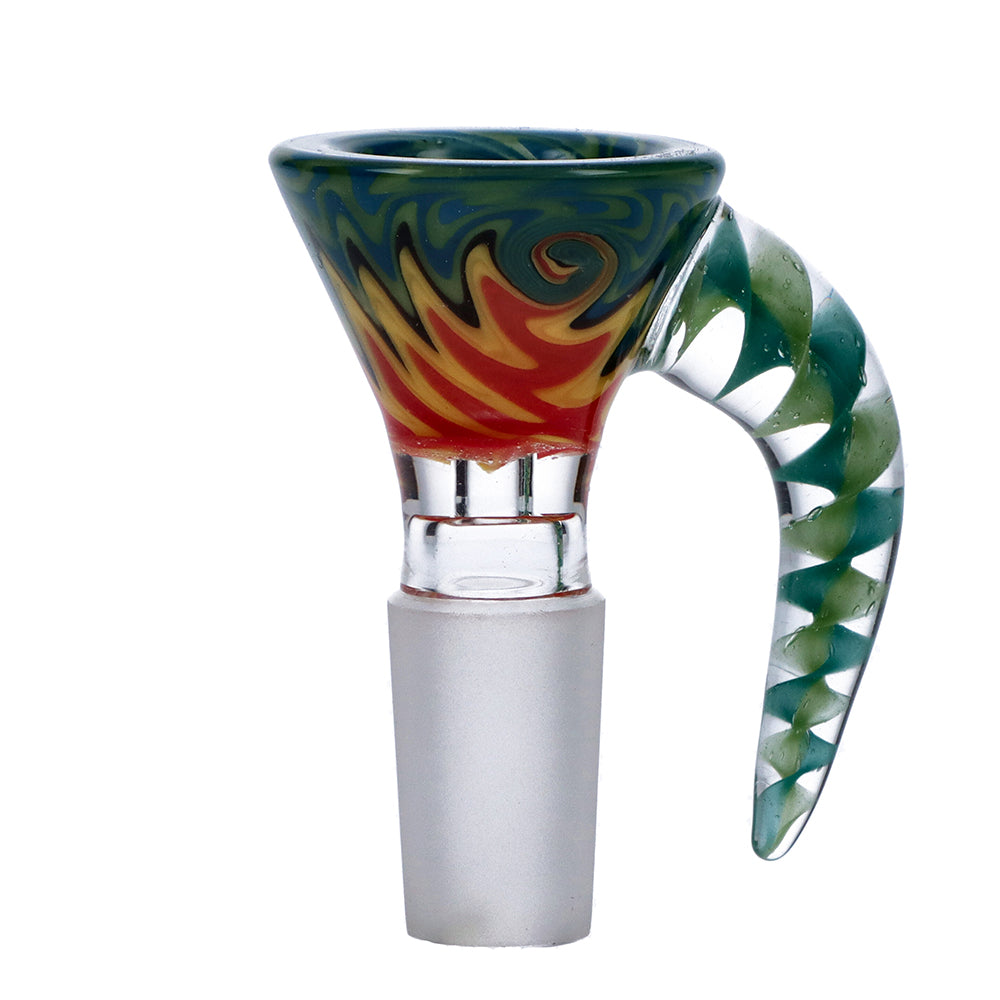 Multi-Colored Glass Bowl with Handle | Male Joint | 14.5mm