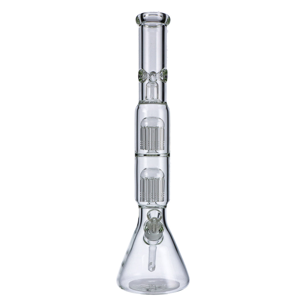 Beaker Base Ice Bong with Double Tree Perc | 16 Inch - Front View 