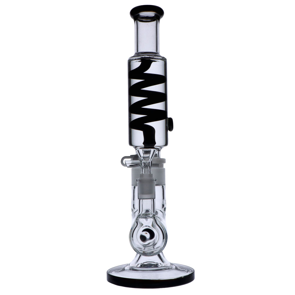 Glass Glycerine Coil Bong with Inline Diffuser | Black | front view