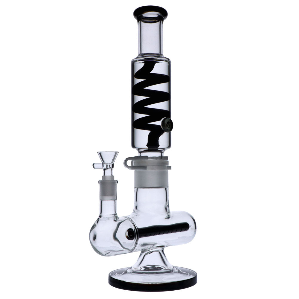 Glass Glycerine Coil Bong with Inline Diffuser | Black | side view 4