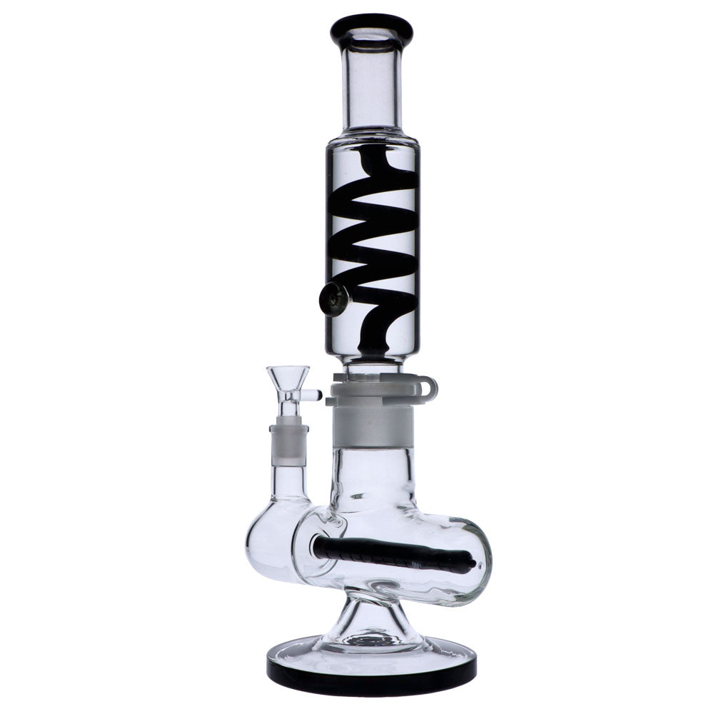 Glass Glycerine Coil Bong with Inline Diffuser | Black | side view 2