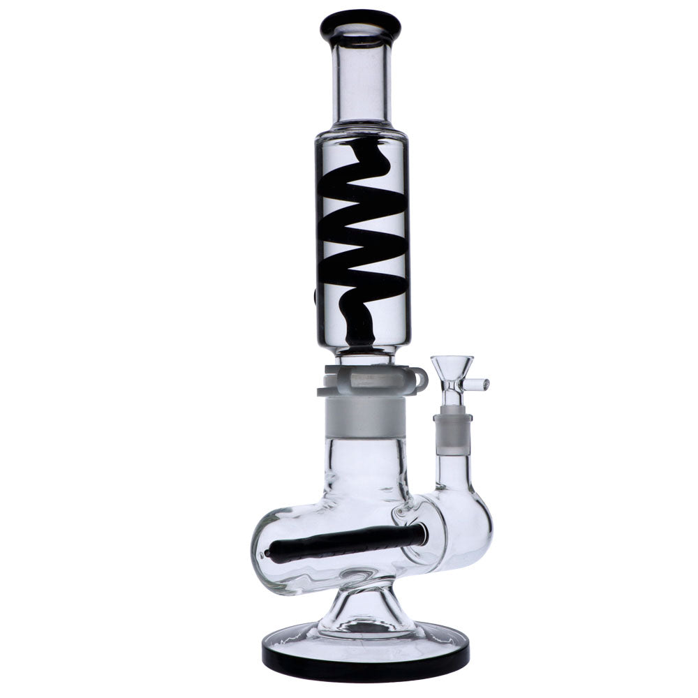 Glass Glycerine Coil Bong with Inline Diffuser | Black | side view 3