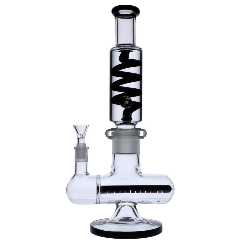 Glass Glycerine Coil Bong with Inline Diffuser | Black | side view 1