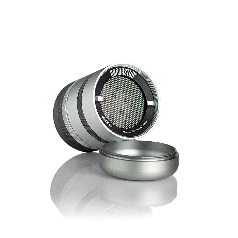 GR8TR Solid 4-Part Body Herb Grinder | 3.25 Inch | Matte Silver | screen