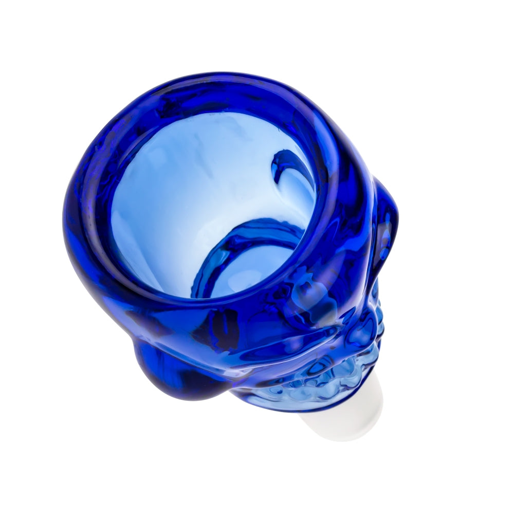 Colored Glass Skull Bowl | Large | Blue | 14.5mm - Top View 