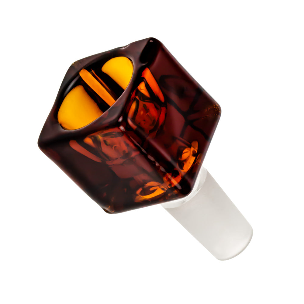 Square Glass Bowl | Male Joint | Amber | 14.5mm | Top View